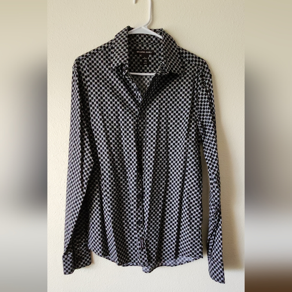 MK Dress Shirt Slim fit black and white Size M.
